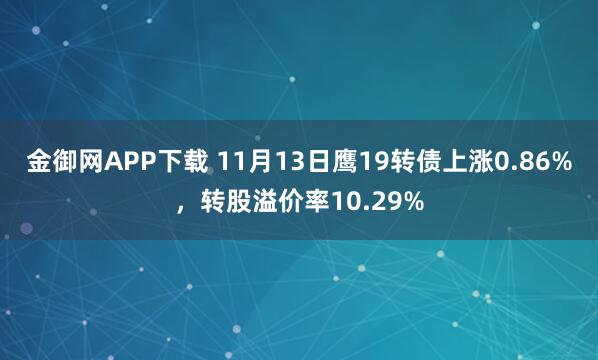 金御网APP下载 11月13日鹰19转债上涨0.86%，转股溢价率10.29%