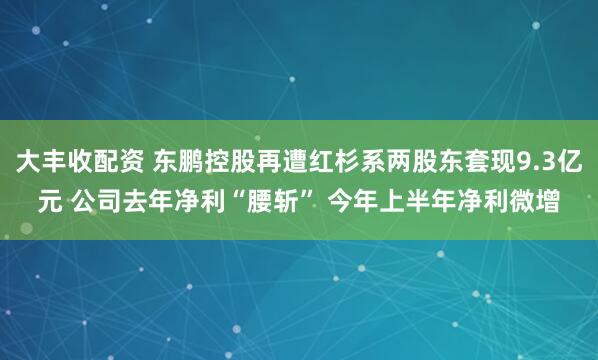 大丰收配资 东鹏控股再遭红杉系两股东套现9.3亿元 公司去年净利“腰斩” 今年上半年净利微增